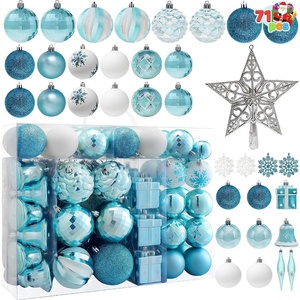 image:imageJoiedomi 71 Pcs Red amp Gold Christmas Ornaments Set Assorted Christmas Balls Ornaments with Star Tree Topper Shatterproof Hanging Decor for Xmas Tree Wreath Garland Holidays PartyBluewhite