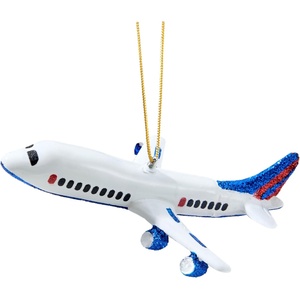 image:imageJoiedomi Mini Christmas Airplane Glass Ornament Commercial Airliner Blown Glass Xmas Tree Picks for Hanging Ornament Outdoor Party Favor Indoor Decor Winter GiftsAirplane