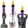 image:imageJOYIN Halloween Candle Lights 3 Pcs Skull LED Candle Decorations Set with 3 Designs Spooky Flameless Candle Lights for Halloween Decorations Indoor Tabletop Mantel Party Supplies