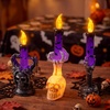 image:imageJOYIN Halloween Candle Lights 3 Pcs Skull LED Candle Decorations Set with 3 Designs Spooky Flameless Candle Lights for Halloween Decorations Indoor Tabletop Mantel Party Supplies