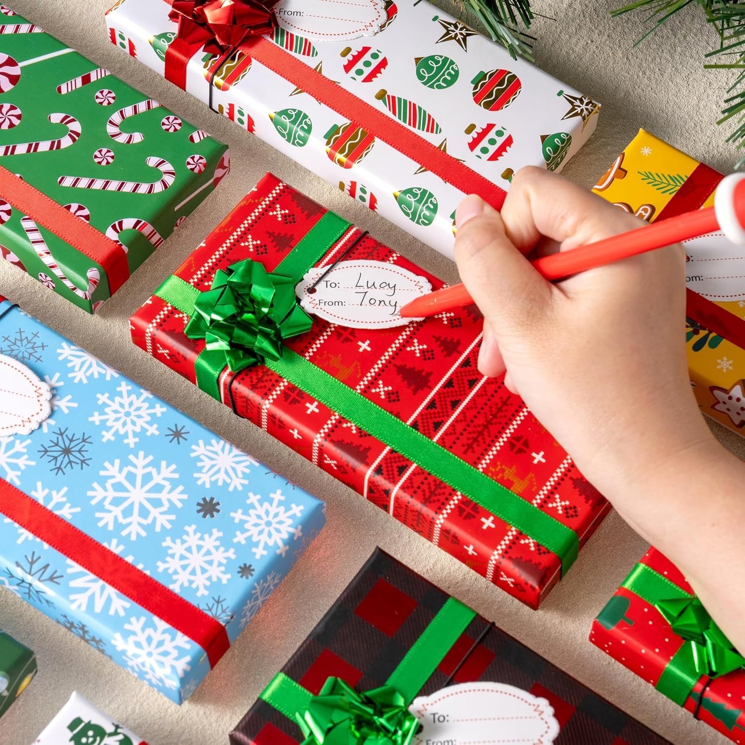 image:imageJOYIN 9PCS Gift Card Holder Box Christmas with Lids 65 x 28 x 06 Christmas Cash Money Cards Holder with Bows and Tags Party Favor Gift Wrapping Boxes Bulk Holiday Xmas Presents Decor