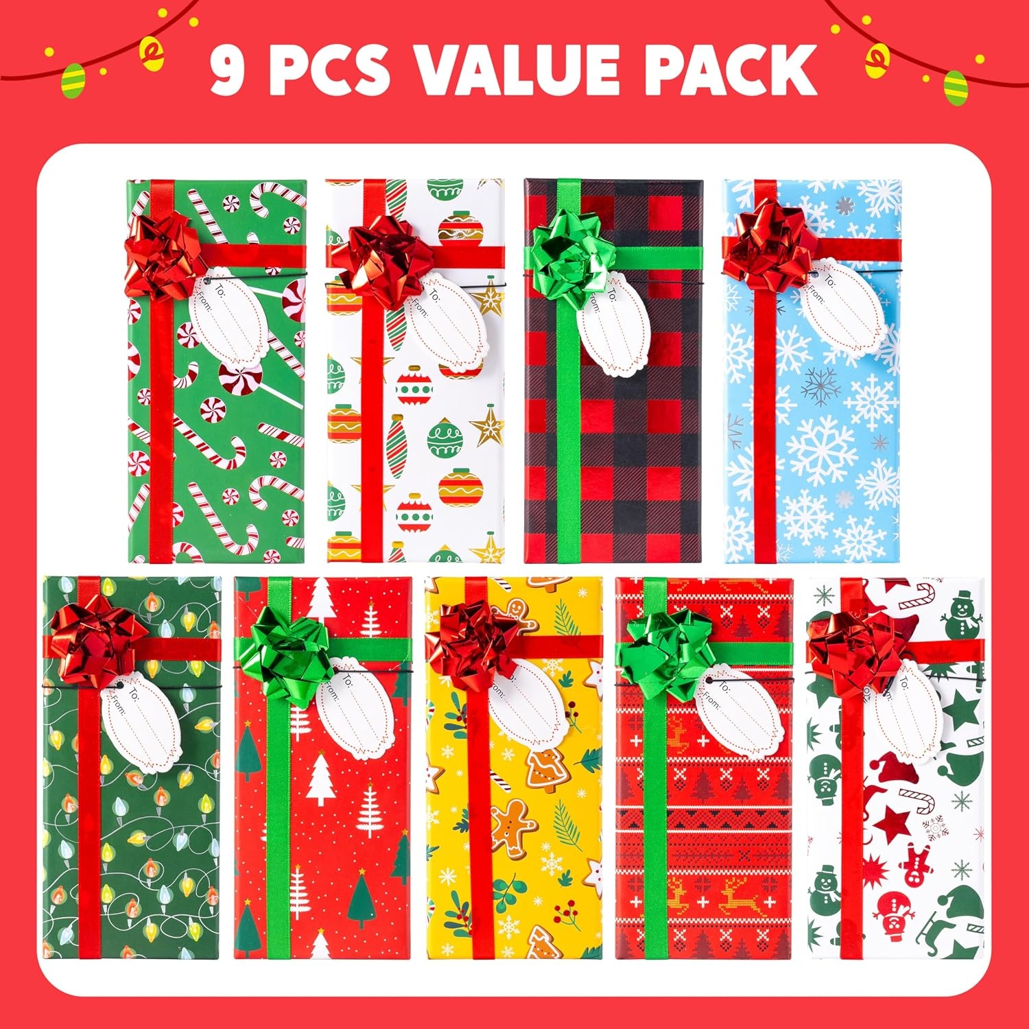 image:imageJOYIN 9PCS Gift Card Holder Box Christmas with Lids 65 x 28 x 06 Christmas Cash Money Cards Holder with Bows and Tags Party Favor Gift Wrapping Boxes Bulk Holiday Xmas Presents Decor