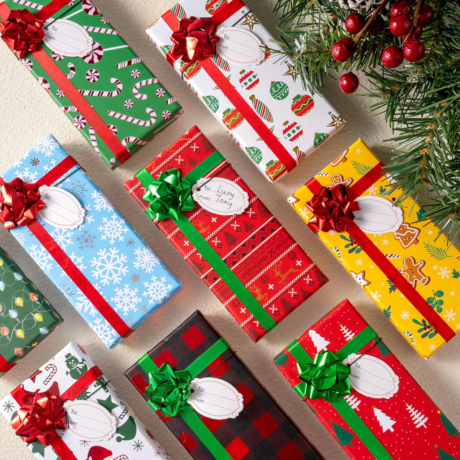 image:imageJOYIN 9PCS Gift Card Holder Box Christmas with Lids 65 x 28 x 06 Christmas Cash Money Cards Holder with Bows and Tags Party Favor Gift Wrapping Boxes Bulk Holiday Xmas Presents Decor