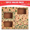 image:imageJOYIN 12 PCS Foiled Christmas Cookie Boxes for Gift Giving 875 x 575 x 275 Bakery Boxes with Window 3 Design Brown Kraft Cardboard Treat Box for Xmas Holiday Pastries Cupcakes Doughnut Wrap12