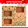 image:imageJOYIN 12 PCS Foiled Christmas Cookie Boxes for Gift Giving 875 x 575 x 275 Bakery Boxes with Window 3 Design Brown Kraft Cardboard Treat Box for Xmas Holiday Pastries Cupcakes Doughnut Wrap24