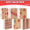 image:imageJOYIN 24 PCS Christmas Kraft Bags Holiday Paper Goody Gift Bags with Handles for Xmas Gifts Wrapping Party Giant Gifts Decorations Classrooms and Party Favors RedGreen 9 x 73 x 33Brown