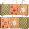 image:imageJOYIN 24 PCS Christmas White Pattern Kraft Gift Bags Holiday Paper Gift Bags for Wrapping Xmas Gifts Party Favors Classroom Use Snowflake Plaid and Christmas Trees 9x73x33 InchRed white green