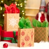 image:imageJOYIN 24 PCS Christmas White Pattern Kraft Gift Bags Holiday Paper Gift Bags for Wrapping Xmas Gifts Party Favors Classroom Use Snowflake Plaid and Christmas Trees 9x73x33 InchRed white green