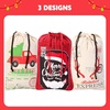 image:imageJOYIN 3 PCS Christmas Santa Burlap Sack 26 x 19 Large Canvas Gift Bag with Drawstring Reusable Personalized Cloth Pouch for Xmas Presents Package Party Supplies Party Favor Decorations