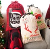 image:imageJOYIN 3 PCS Christmas Santa Burlap Sack 26 x 19 Large Canvas Gift Bag with Drawstring Reusable Personalized Cloth Pouch for Xmas Presents Package Party Supplies Party Favor Decorations