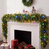 image:imageJOYIN 9FT Christmas Cedar Pine Garland with Multi Color LED Lights Real Touch Christmas Garland with Remote Control amp Timer amp 12 Modes for Porch Mantel Staircase Indoor Xmas Party Decorations9 FT