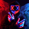 image:imageJOYIN Halloween Led Mask Light Up Mask and Gloves for Cosplay Costume Pink amp Blue 3 Modes Scary Glow in The Dark Masks for Halloween Party Dress Up Accessories Gifts GivingRedblue