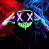 image:imageJOYIN Halloween Led Mask Light Up Mask and Gloves for Cosplay Costume Pink amp Blue 3 Modes Scary Glow in The Dark Masks for Halloween Party Dress Up Accessories Gifts GivingGreenpurple