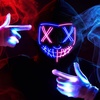 image:imageJOYIN Halloween Led Mask Light Up Mask and Gloves for Cosplay Costume Pink amp Blue 3 Modes Scary Glow in The Dark Masks for Halloween Party Dress Up Accessories Gifts GivingPinkblue