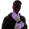image:imageJOYIN Halloween Led Mask Light Up Mask and Gloves for Cosplay Costume Pink amp Blue 3 Modes Scary Glow in The Dark Masks for Halloween Party Dress Up Accessories Gifts GivingPurple