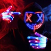 image:imageJOYIN Halloween Led Mask Light Up Mask and Gloves for Cosplay Costume Pink amp Blue 3 Modes Scary Glow in The Dark Masks for Halloween Party Dress Up Accessories Gifts GivingRedblue