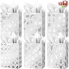 image:imageJOYIN 12 PCS Christmas Foil Gold Gift Bags with Tissue Papers and Name Card Tags Assorted White Winter Prints for Xmas Presents Wrapping Stocking Stuffers Thanksgiving New Year4 x 6 x 2Sliver