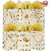 image:imageJOYIN 12 PCS Christmas Foil Gold Gift Bags with Tissue Papers and Name Card Tags Assorted White Winter Prints for Xmas Presents Wrapping Stocking Stuffers Thanksgiving New Year4 x 6 x 2Gold