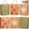 image:imageJOYIN 24 PCS Christmas White Pattern Kraft Gift Bags Holiday Paper Gift Bags for Wrapping Xmas Gifts Party Favors Classroom Use Snowflake Plaid and Christmas Trees 9x73x33 InchRed white green