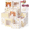 image:imageJOYIN 24 Pcs Christmas Cookie Boxes Gold Foil Treat Box with Window 6 x 6 x 3 Bakery Gift Wrapping Box with 4 Designs for Xmas Holiday Party Favor Pastries Cupcakes Cookies Donuts GiftGiving