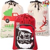 image:imageJOYIN 3 PCS Christmas Santa Burlap Sack 26 x 19 Large Canvas Gift Bag with Drawstring Reusable Personalized Cloth Pouch for Xmas Presents Package Party Supplies Party Favor Decorations