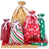 image:imageJOYIN 36 PCS Christmas Drawstrings Gift Bags Assorted SizesLarge Medium Small Xmas Reusable Plastic Bag for Presents Wrapping Holiday Party Favors