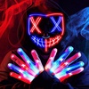 image:imageJOYIN Halloween Led Mask Light Up Mask and Gloves for Cosplay Costume Pink amp Blue 3 Modes Scary Glow in The Dark Masks for Halloween Party Dress Up Accessories Gifts GivingRedblue