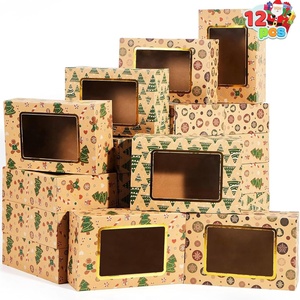 image:imageJOYIN 12 PCS Foiled Christmas Cookie Boxes for Gift Giving 875 x 575 x 275 Bakery Boxes with Window 3 Design Brown Kraft Cardboard Treat Box for Xmas Holiday Pastries Cupcakes Doughnut Wrap12