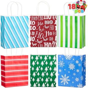 image:imageJOYIN 18 PCS Christmas Paper Gift Bags with Handles Xmas Goodie Bags Snowflakes Christmas Trees for Festivals Birthdays Party Supplies Holiday Present Packing 9x 35x 73