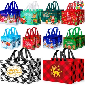 image:imageJOYIN 20 PCS Christmas Reusable Gift Bags Assorted Sizes with Handle Gift Bags Includes 4 Large 8 Medium 8 Small Sizes Christmas NonWoven Party Favor Bags for Holiday Presents and Gift Wrapping