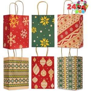 image:imageJOYIN 24 PCS Christmas Kraft Bags Holiday Paper Goody Gift Bags with Handles for Xmas Gifts Wrapping Party Giant Gifts Decorations Classrooms and Party Favors RedGreen 9 x 73 x 33Red Green