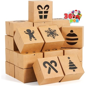 image:imageJOYIN 36 PCS Christmas Cookie Boxes for Gift Giving White Bakery Treat Boxes with Window 4 x 4 x 25 Gift Wrap Box for Xmas Holiday Party Favor Pastries Cupcakes Donuts Brownies DonutsBrown