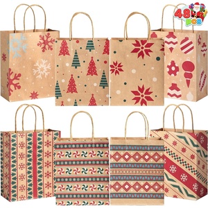 image:imageJOYIN 48 PCS Christmas Kraft Gift Bags 7 x 9 x 35 for Gifts Party Supplies Decor Xmas Goody Treat Candy Bags for Holiday Wedding Gift Decor Classrooms and Party Favors Presents Wrappingdark brown