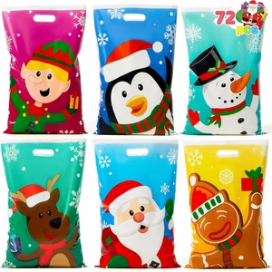 image:imageJOYIN 72 PCS Christmas Bags for Xmas Holiday Goody Gift 11 x 16Christmas Snacks Plastic Shopping Bags with Handles for Present Wrapping Festive Party Favor Party Decoration SuppliesBlue Green Yellow