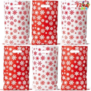 image:imageJOYIN 72 PCS Christmas Bags for Xmas Holiday Goody Gift 11 x 16Christmas Snacks Plastic Shopping Bags with Handles for Present Wrapping Festive Party Favor Party Decoration SuppliesRed white