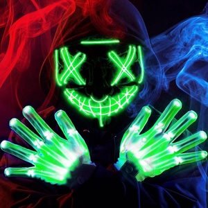 image:imageJOYIN Halloween Led Mask Light Up Mask and Gloves for Cosplay Costume Pink amp Blue 3 Modes Scary Glow in The Dark Masks for Halloween Party Dress Up Accessories Gifts GivingGreen