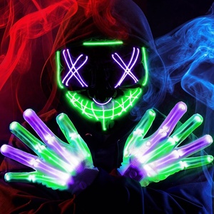 image:imageJOYIN Halloween Led Mask Light Up Mask and Gloves for Cosplay Costume Pink amp Blue 3 Modes Scary Glow in The Dark Masks for Halloween Party Dress Up Accessories Gifts GivingGreenpurple