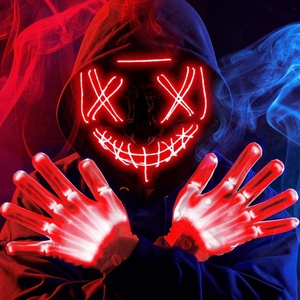 image:imageJOYIN Halloween Led Mask Light Up Mask and Gloves for Cosplay Costume Pink amp Blue 3 Modes Scary Glow in The Dark Masks for Halloween Party Dress Up Accessories Gifts GivingRed