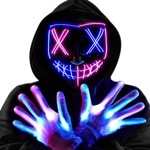 image:imageJOYIN Halloween Led Mask Light Up Mask and Gloves for Cosplay Costume Pink amp Blue 3 Modes Scary Glow in The Dark Masks for Halloween Party Dress Up Accessories Gifts GivingPinkblue