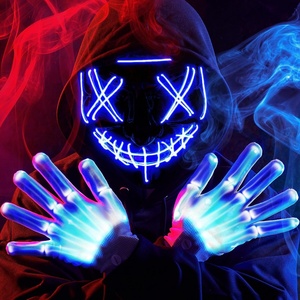 image:imageJOYIN Halloween Led Mask Light Up Mask and Gloves for Cosplay Costume Pink amp Blue 3 Modes Scary Glow in The Dark Masks for Halloween Party Dress Up Accessories Gifts GivingBlue