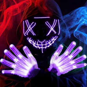image:imageJOYIN Halloween Led Mask Light Up Mask and Gloves for Cosplay Costume Pink amp Blue 3 Modes Scary Glow in The Dark Masks for Halloween Party Dress Up Accessories Gifts GivingPurple