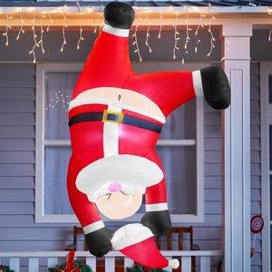 image:imageJoiedomi 6 FT Tall Hanging Christmas Santa Inflatables Decoration Christmas Inflatable Santa Hanging Upside Down Blow Up Yard Decoration with Builtin LED for Indoor Outdoor Yard Roof Decor