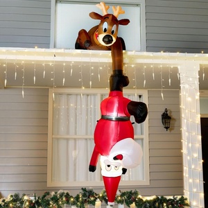 image:imageJoiedomi 8 FT Tall Hanging Christmas Inflatables Decoration Christmas Inflatable Reindeer and Climbing Santa Blow Up Santa with Buildin LED for Xmas Party Indoor Outdoor Yard Garden Lawn Decor