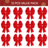 image:imageJOYIN 12 PCS Christmas Red Velvet Bows 14 x 12 Large Xmas Golden Edged Red Velvet Bow Tree Decor for Christmas Home Wreath Decoration