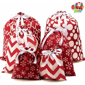 image:imageJOYIN 6 PCs Fabric Gift Bags Red Elegant Color with 3 Sizes for Each Season holiday present Giving Holiday Presents Dcor Giant Gifts Decorations