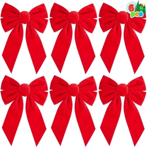 image:imageJOYIN 6PCS Christmas Red Velvet Bows 13 Long by 9 Wide Christmas Ornaments for Tree Decorative Big Bows for Indoor Holiday Decorations Outdoor Decor Xmas Wreaths Ornaments