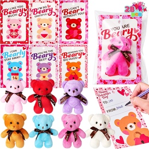 image:imageJOYIN 28 Pack Valentines Day Mini Plush Toys with Gift Cards Mini Keychains for Valentines Party Favor School Exchange Prize and Valentines Classroom Gift Exchange
