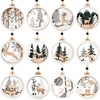 image:imageJOIEDOMI 12 Pcs Wooden Hanging Ornaments Christmas Reindeer Wooden Ornaments for IndoorOutdoor Holidays Party Decoration Tree Ornaments Events and Christmas