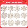 image:imageJOIEDOMI 96 Pcs Christmas Snowflake Decorations Ornaments Snowflakes Wood Slices Party Favors Blank Unfinished Wooden Xmas Hanging DIY Ornaments Christmas Tree Decorations Indoor Crafts