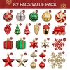 image:imageJOYIN 82 Pcs Assorted Christmas Ornaments Ball Set 315 Red Gold Green Deluxe Tree Hanging Christmas Ornaments Xmas Shatterproof Indoor Decorations for Tree Holidays Party Wedding Decor Events